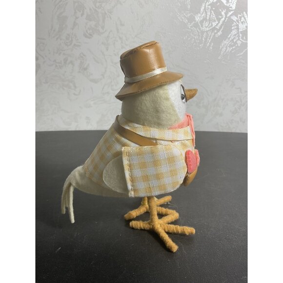 Decorative Spritz Fabric Bird In Hat & Glasses With Plaid Outfit For Home Decor - Picture 2 of 6